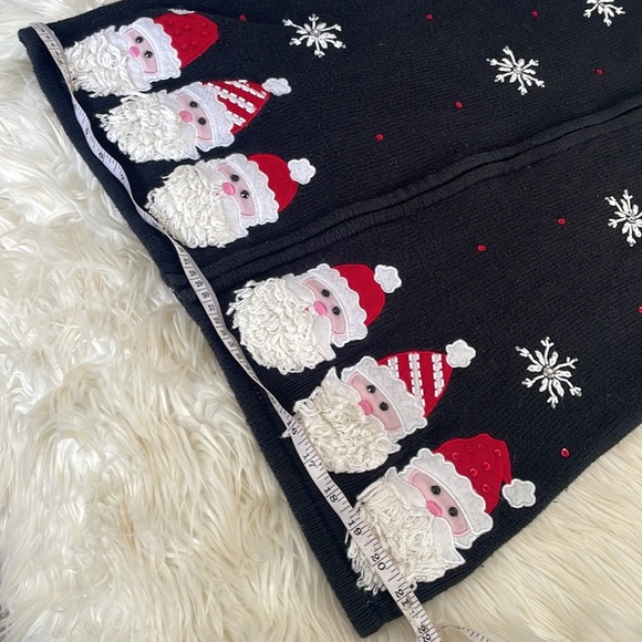 Classic elements vintage vtg beaded snowflake black Santa ugly Christmas sweater - Picture 12 of 16